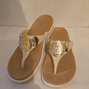 CROCS Gold and Cream Women's Sandals